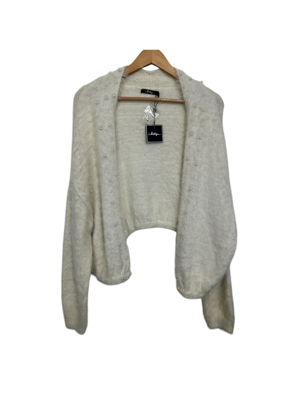 BKE Boutique Sweater Shrug Women’s M Ivory Long Sleeve Embellished NWT